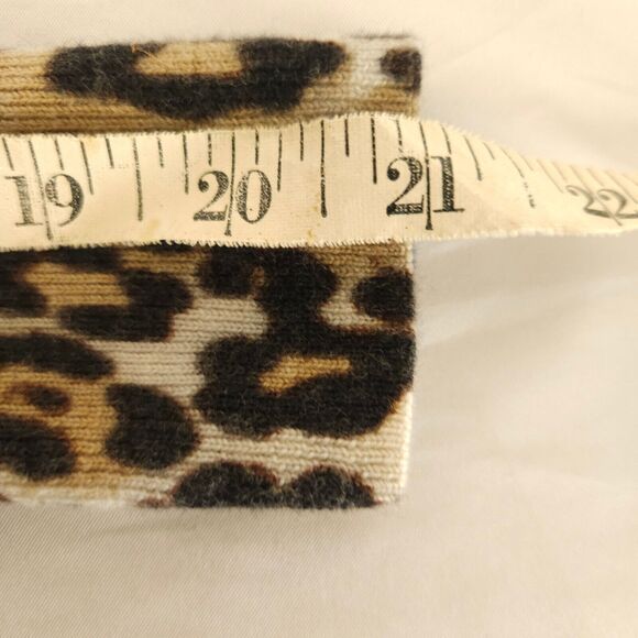 VTG Talbots Womens Small Leopard Cheetah Print Merino Wool Crop Sweater - Picture 5 of 6